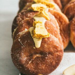 Biscoff cream doughnuts with salted honeycomb