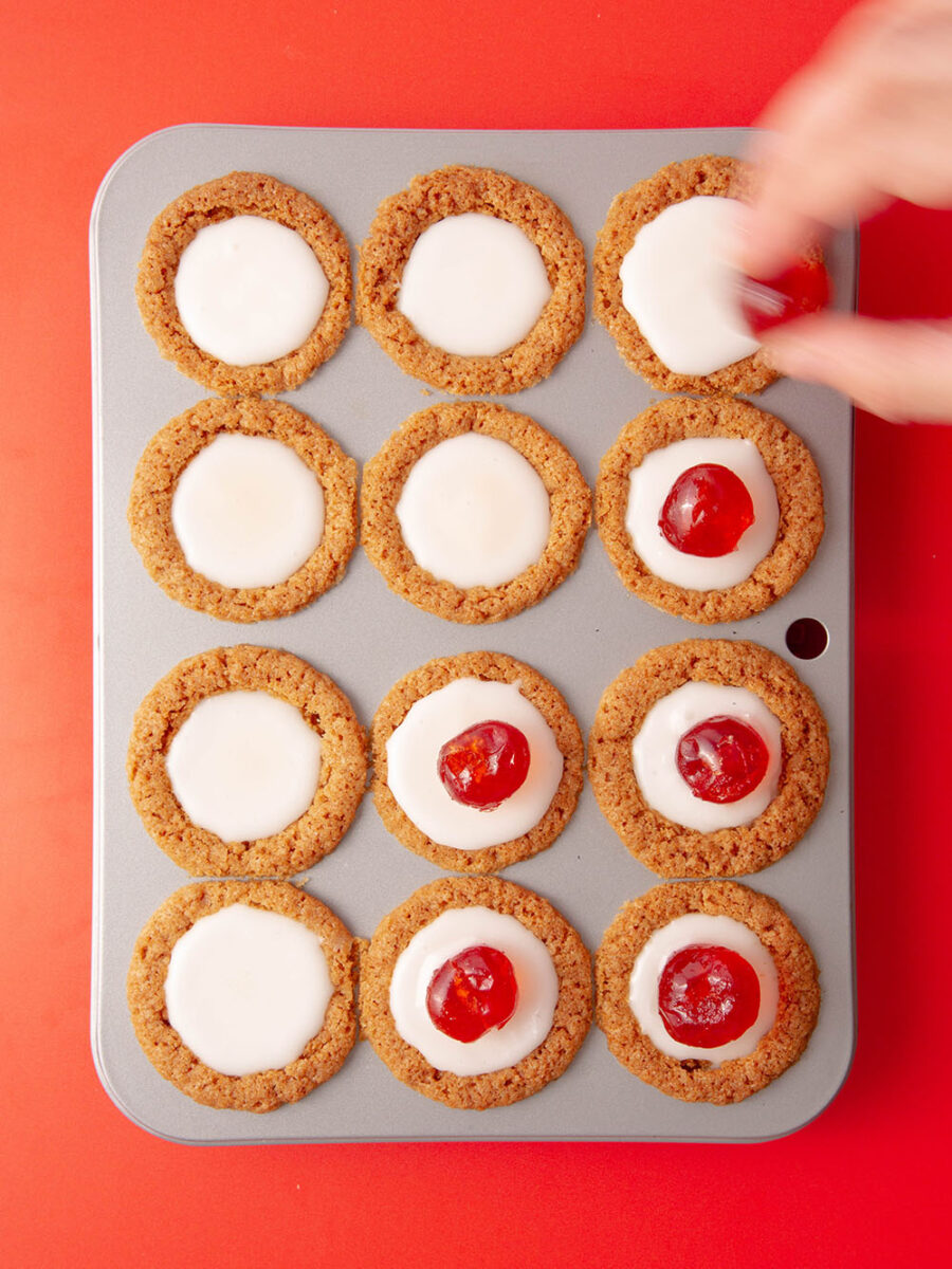 Cherry Bakewell Cookie Cups