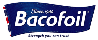 Work with me: Blue Bacofoil logo 