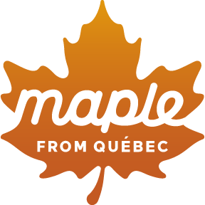 Work with me: An orange maple leaf with maple from Quebec written across it